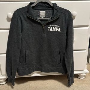 The University of Tampa Quarter Zip Sweatshirt in dark grey size S